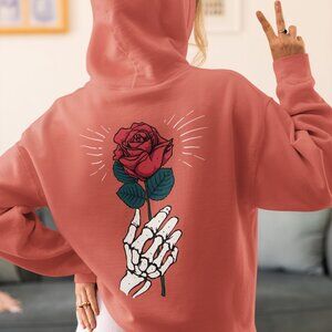 Back Rose Design Hoodie | Sweatshirt T-shirt |